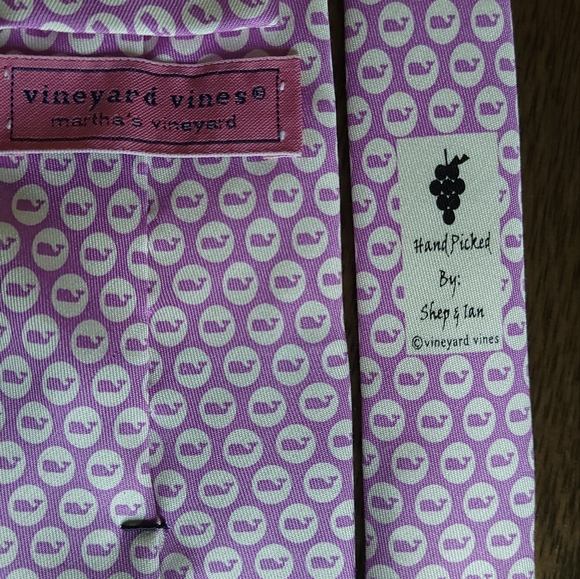 Vineyard Vines Purple Whale Tie "Handpicked by Shep and Ian" - Picture 4 of 5